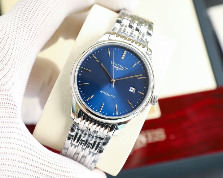 Longines Elegant Collection 39mm Mechanical Watch in Stainless Steel With Blue Dial