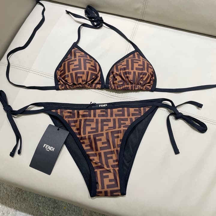 Fendi One-Piece Swimsuit in Brown Ff Monogram Set
