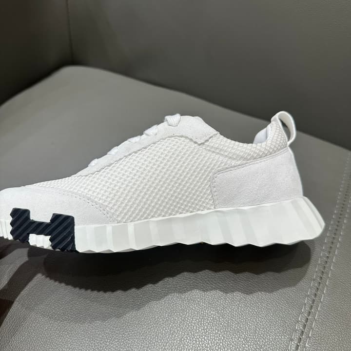 Hermès Bouncing Sneakers in Bright White With Orange H