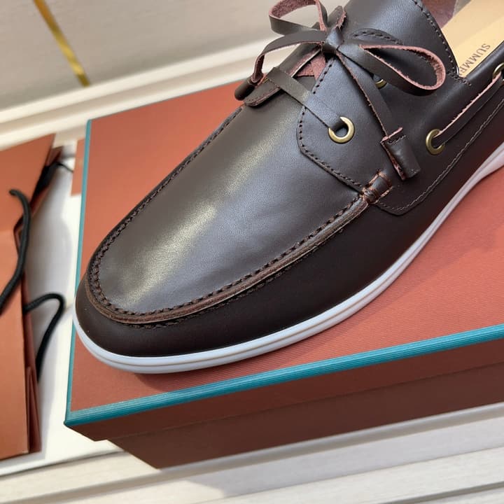 Loro Piana Moccasin Shoes – 2025 Collection in Navy Blue Leather