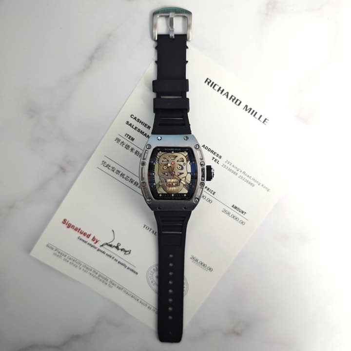 Richard Mille RM052 Series Skeleton Skull Automatic Quartz Watch in Gunmetal Tone