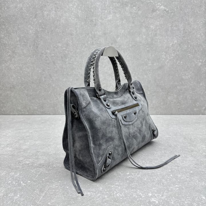 Balenciaga Le City Medium Suede Shoulder Bag in Caramel Suede