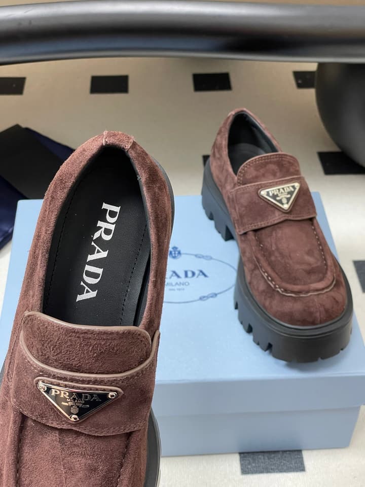 Prada Thick-Soled Platform Loafers – 25FW in Deep Gloss Black