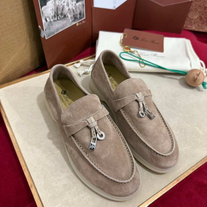 Loro Piana Summer Charms Walk Loafers – Kids Collection in Dusty Lavender Pink