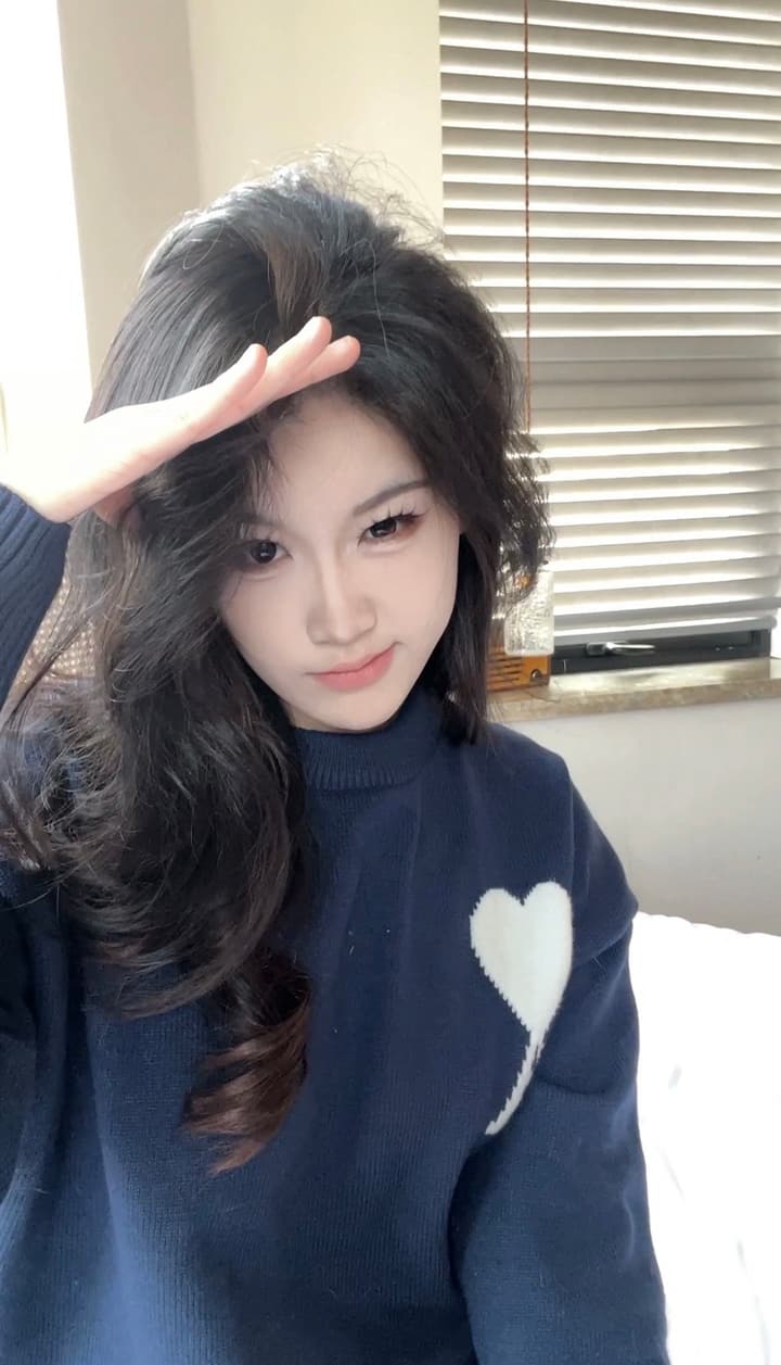 AMI Paris Heart Letter Knit Sweater in Deep Navy Blue