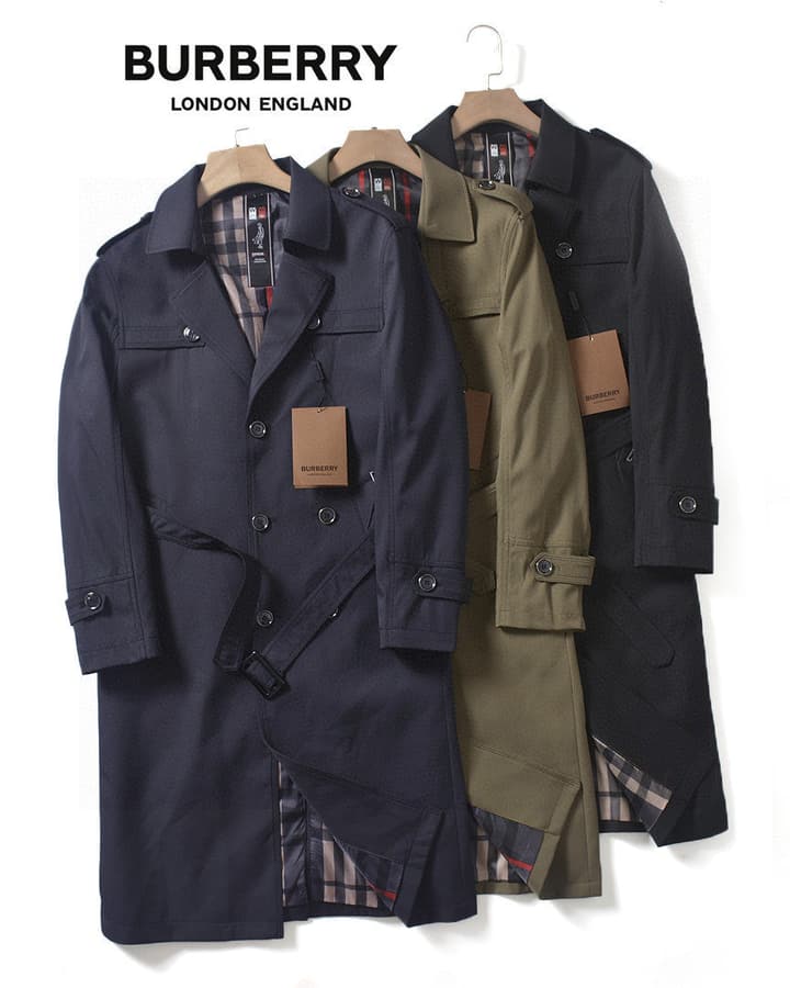 Burberry Long Double-Breasted Trench Coat – 2025FW in Navy Blue