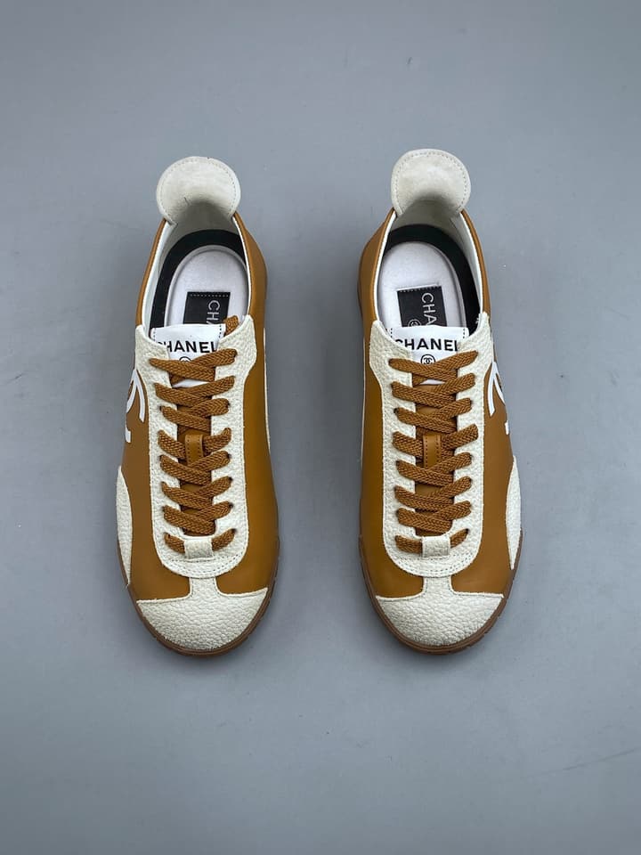 Chanel Panda German Training Sneakers – 2026 Spring/Summer Collection – 26P in Tan And White