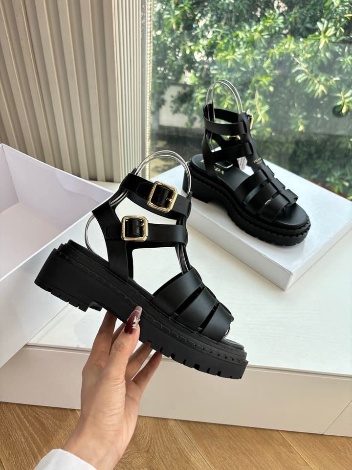 Prada 2025 Spring/Summer Cage Sandals in Black