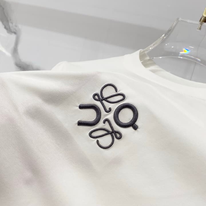 Loewe Mercerized Cotton Embroidered Logo T-Shirt in Black