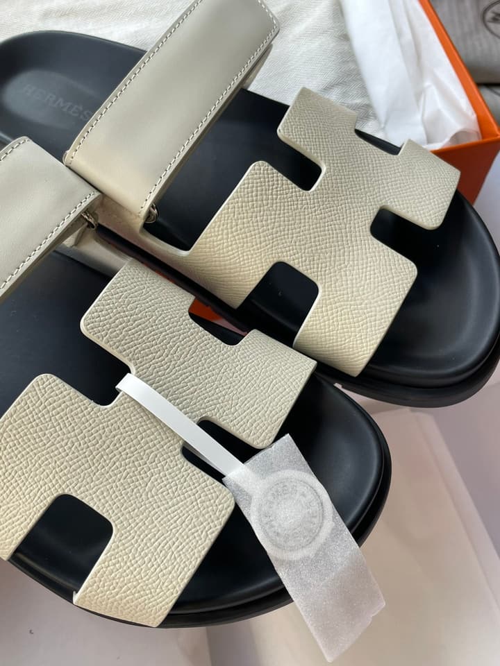 Hermès Chypre Unisex Slides in Beige