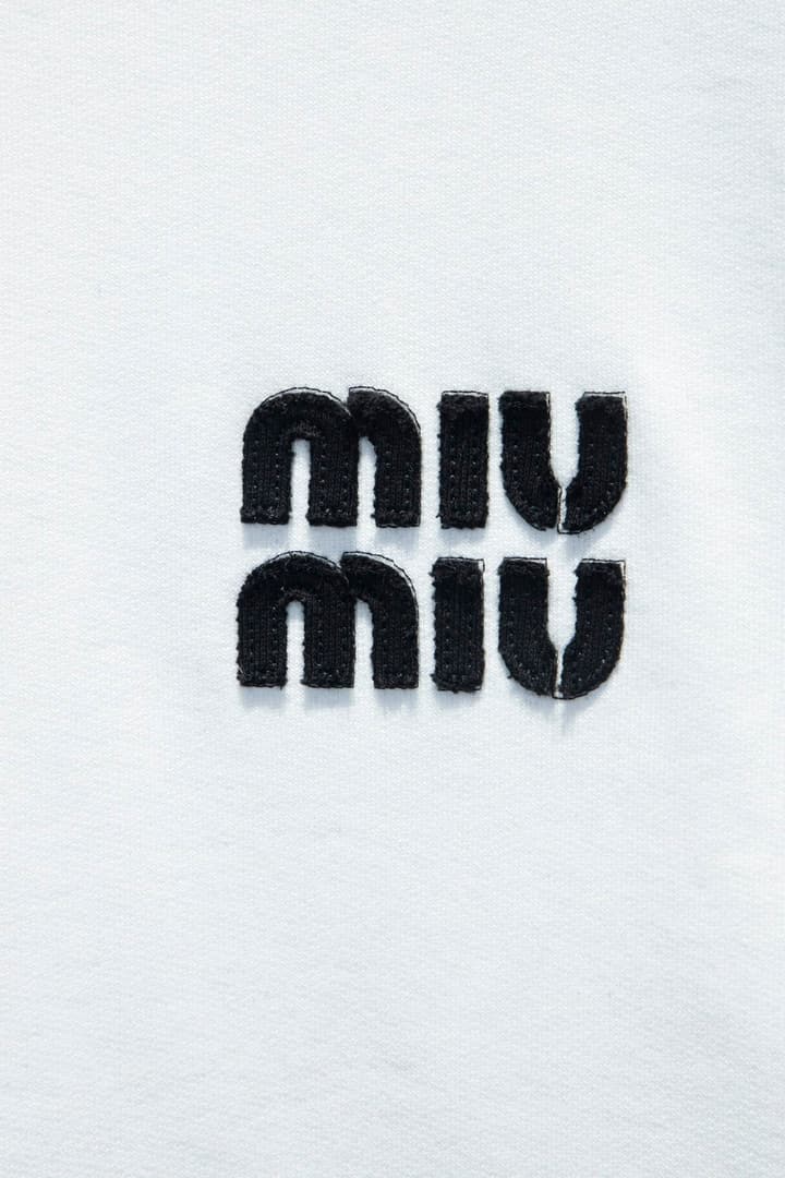 Miu Miu Embroidered Oversize Cotton Sweatshirt in Heather Grey