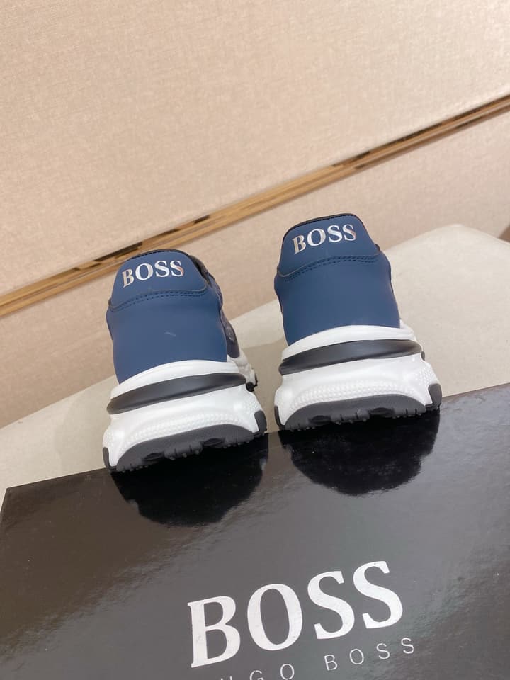 Boss Men's Casual Leather Sneakers in Blue
