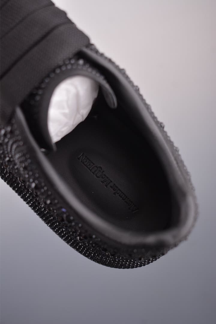 Alexander McQueen Rhinestone Sneakers in All Black Embossed