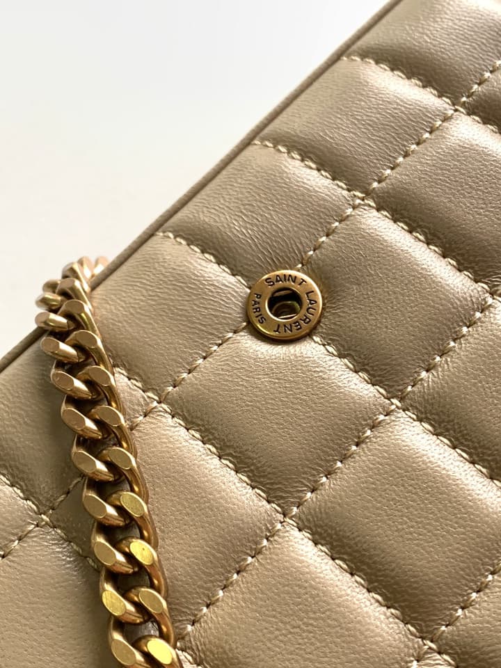 Saint Laurent LE CASSANDRE Matelassé Chain Wallet in Black