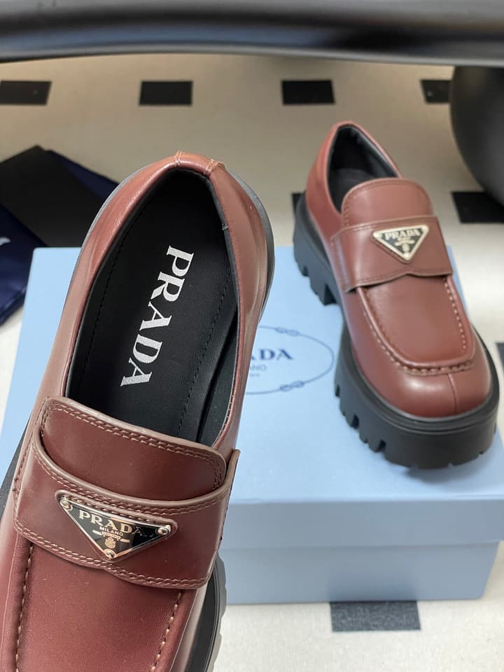 Prada Thick-Soled Platform Loafers – 25FW in Deep Gloss Black