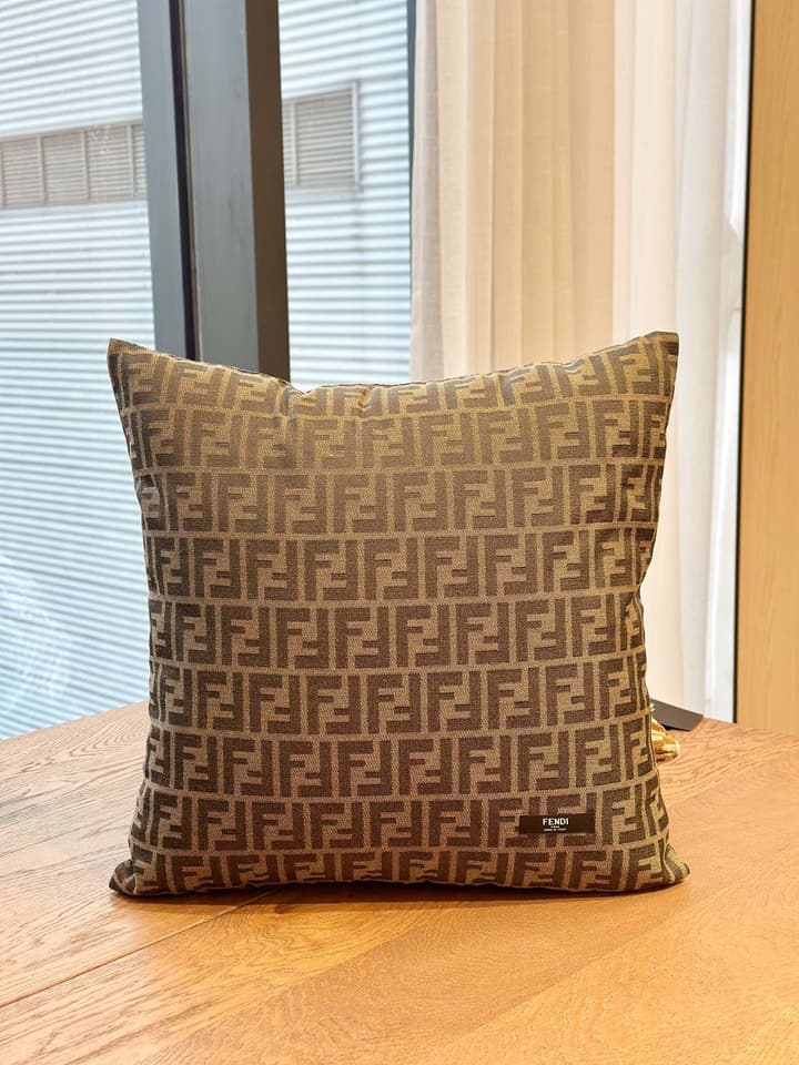 Fendi Casa Monogram Houndstooth Pillow in Dark Grey