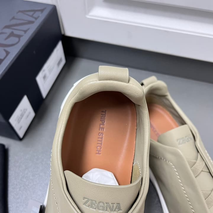 Zegna SECONDSKIN Triple Stitch™ Sneakers in Navy Blue