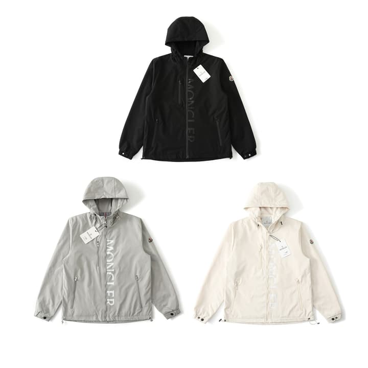 Moncler Classic Printed Hooded Windbreaker Jacket – SS24 Autumn Collection in Black