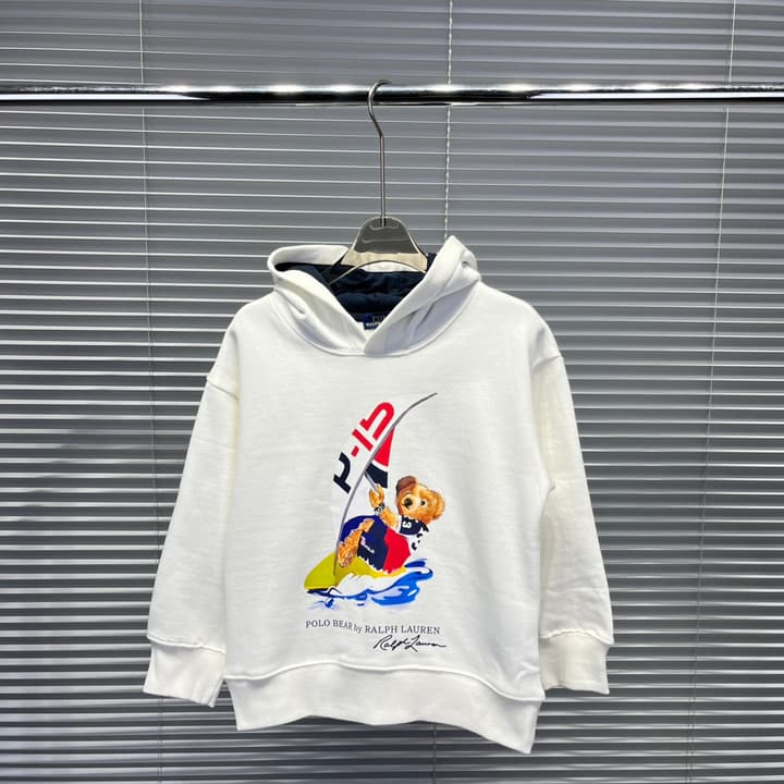 Ralph Lauren Bear Graphic Plush Lined Hoodie – Kids Collection in Dark Navy