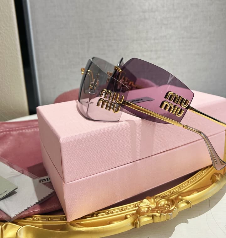 Miu Miu 54Y Runway Rimless Sunglasses in Light Grey