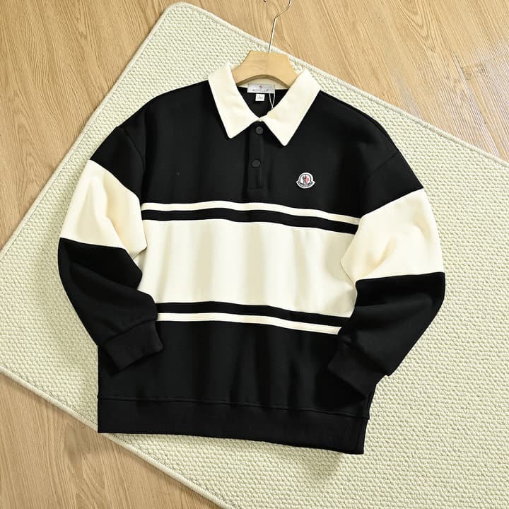 Moncler Striped Long-Sleeve Polo Shirt – Spring Collection