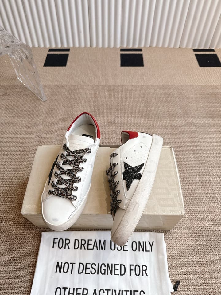 Golden Goose Distressed Leather Sneakers in Dark Green