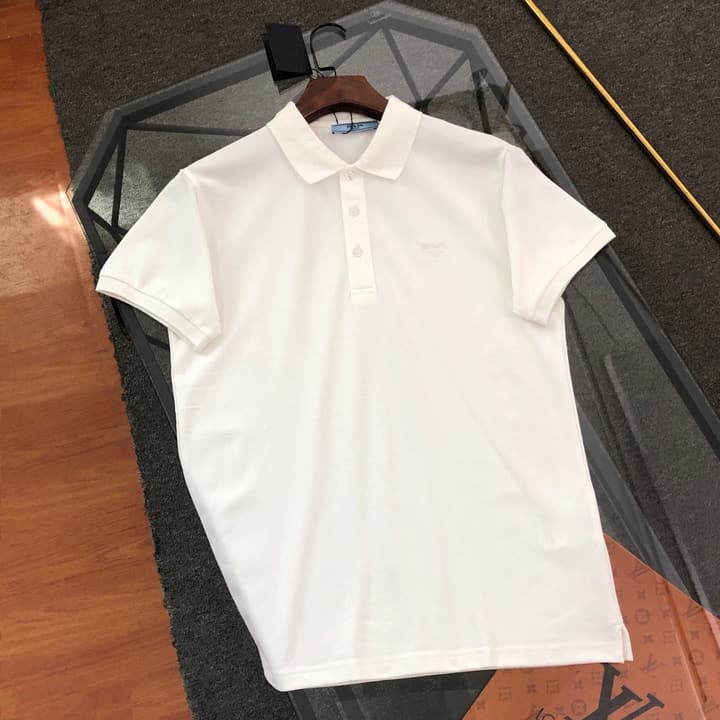 Prada Embroidered Triangle Logo Polo Shirt – 2026SS in Black