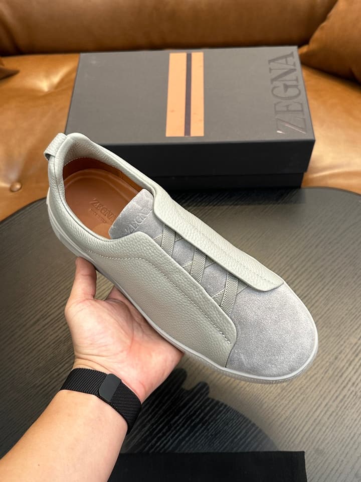 Zegna Triple Stitch™ Low-Top Sneakers in Leather Off-white