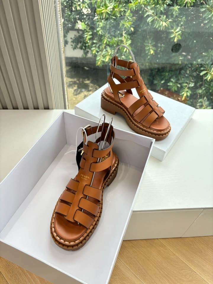 Prada 2025 Spring/Summer Cage Sandals in Black