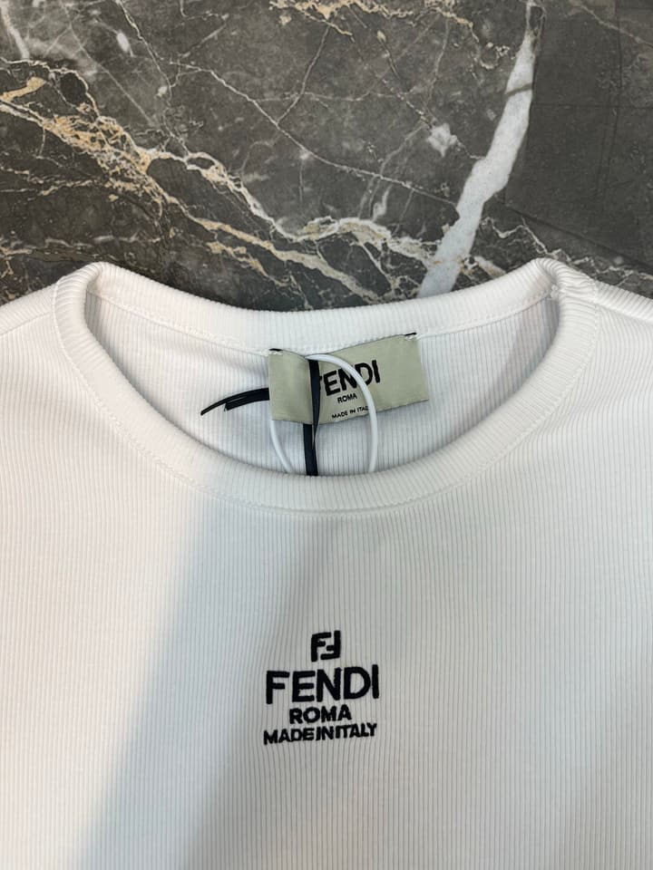 Fendi Roma Embroidered Knit T-Shirt in Black