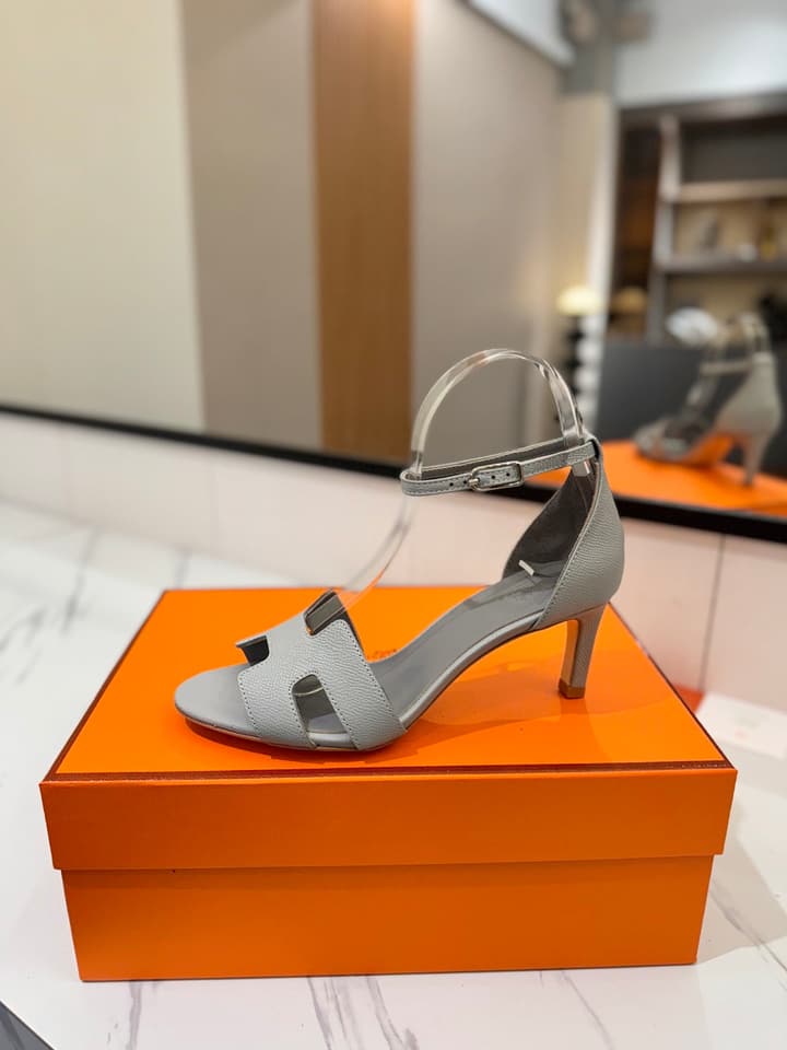 Hermès Classic Palm Grain Cowhide Heels – 6.5cm in Black