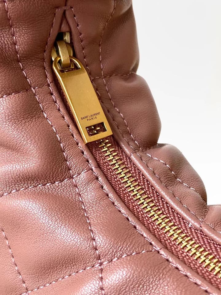 Saint Laurent ICARE Baby Lambskin Crescent Bag in Dark Brown Quilted