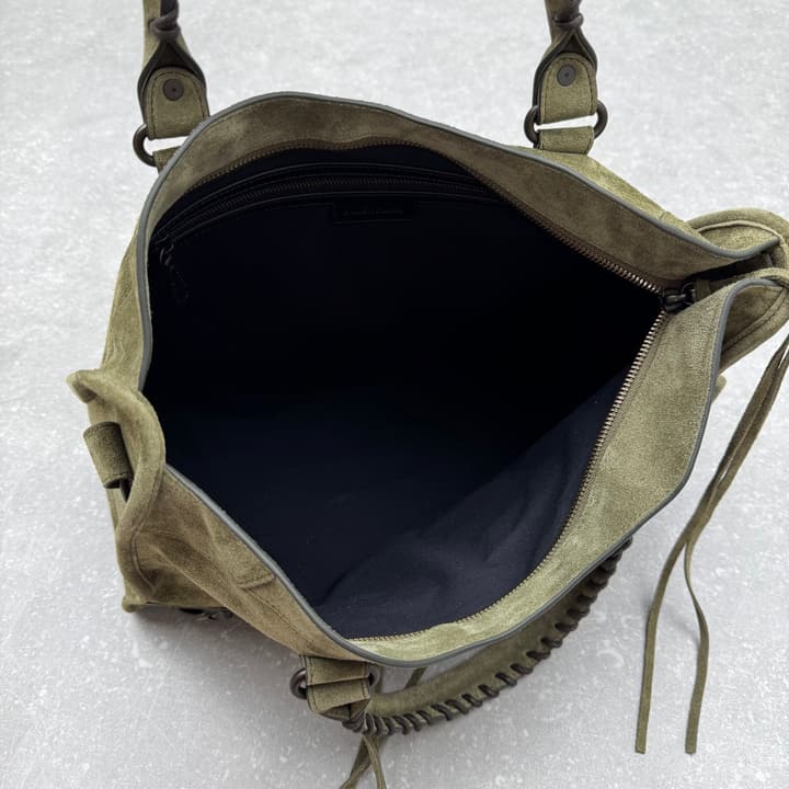 Balenciaga Le City Medium Suede Shoulder Bag in Caramel Suede