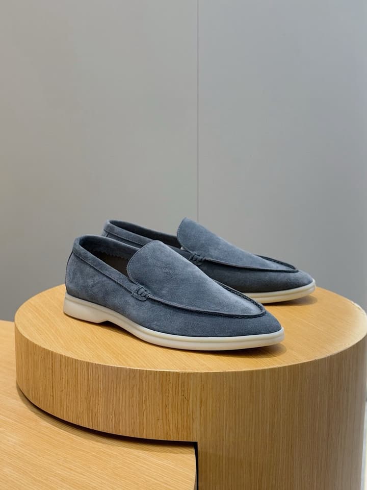Loro Piana Italian Handmade Suede Loafers in Camel Brown Suede