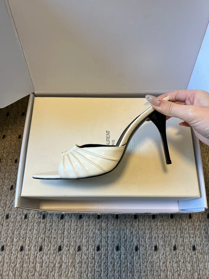 Saint Laurent Ruched Leather Mules – 26SS in Beige