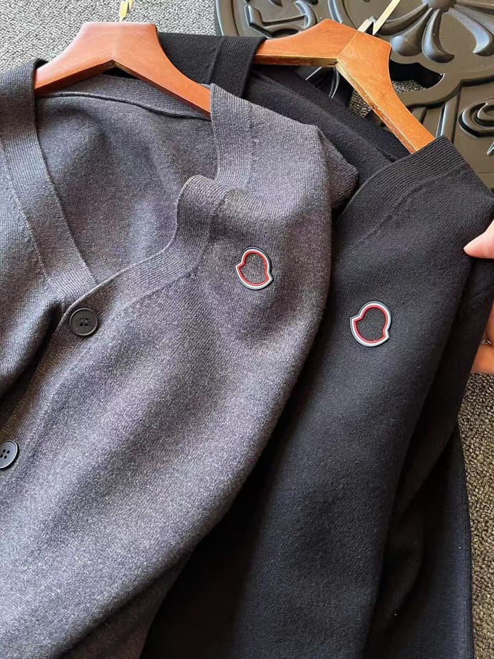 Moncler Merino Wool Knitted Cardigan in Black