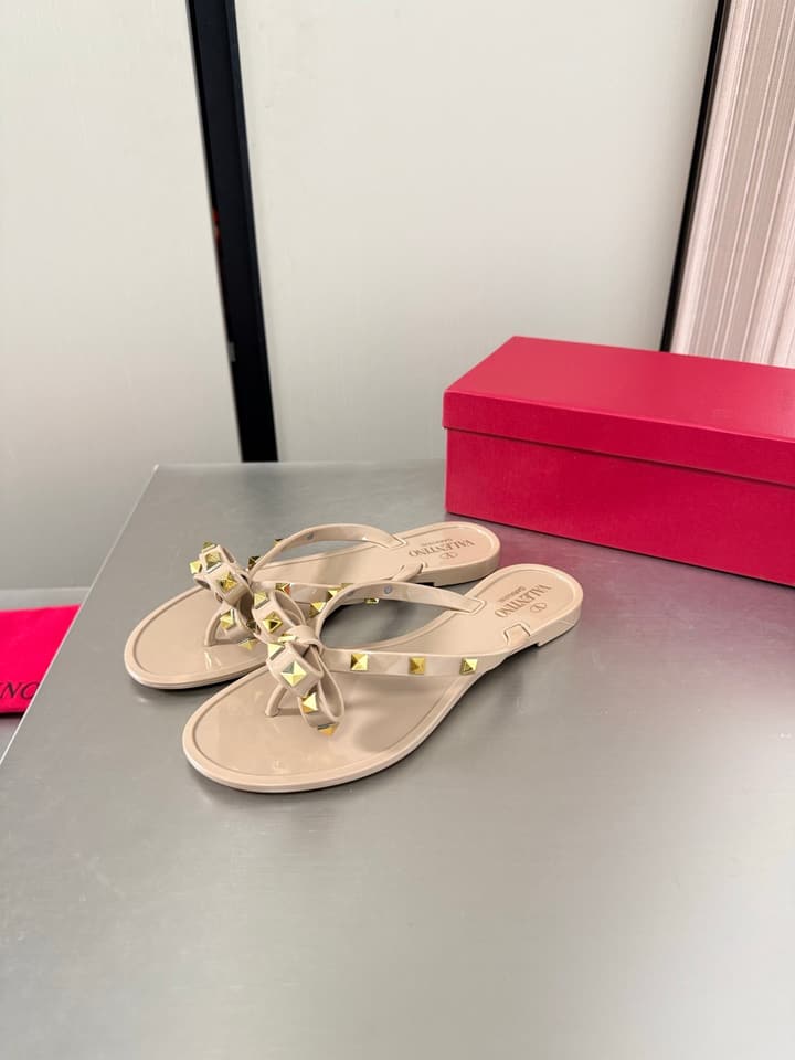 Valentino Rockstud Handmade Sandals in Beige