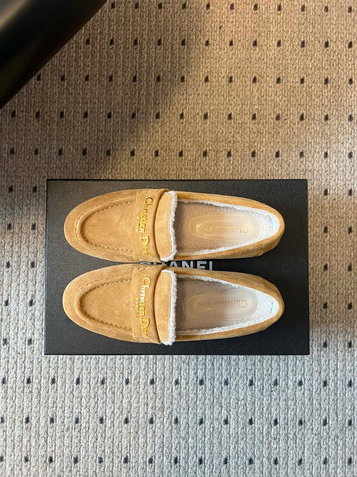 Dior Suede Fur-Lined Loafers – 25SS/FW in Black Suede