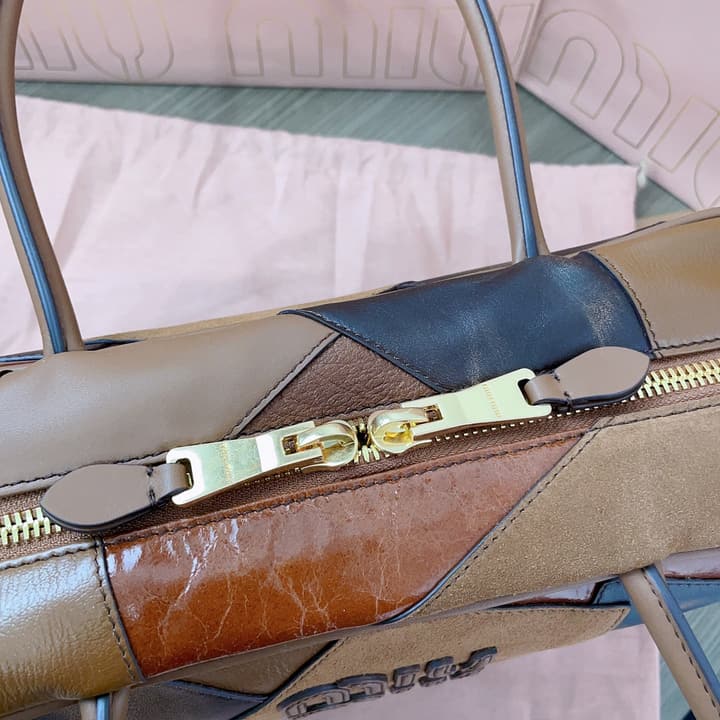 Miu Miu Patchwork Briefcase in Brown Patchwork