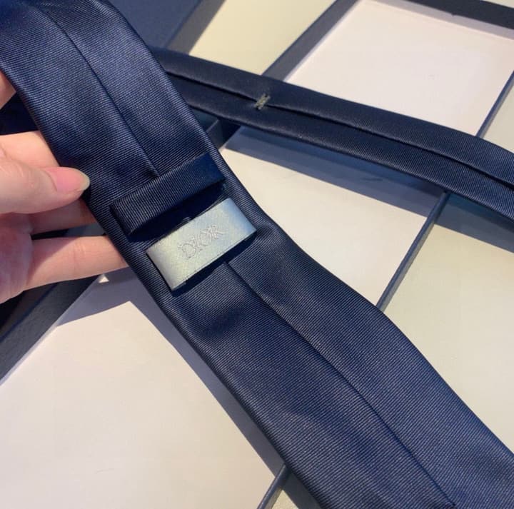 Dior Men's Logo Jacquard Tie in Deep Navy