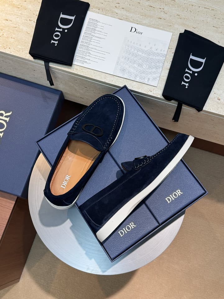 Dior Granville Men's Lace-Up Casual Shoes in Dark Blue Suede