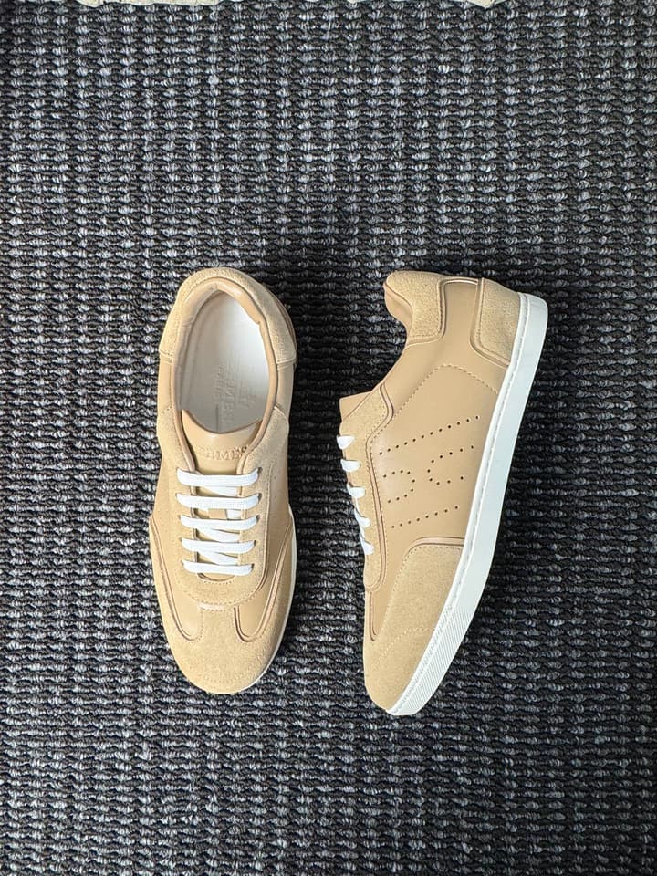 Hermès Laser-Punched H Nappa Calfskin Sneakers in Black