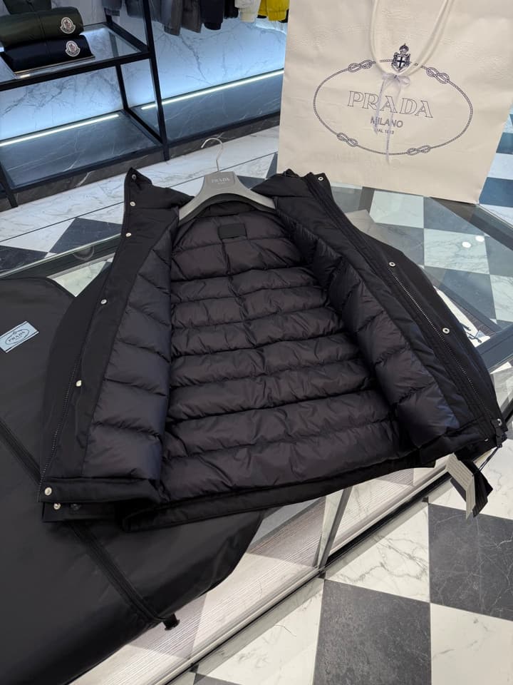 Prada Re-Nylon Classic Down Jacket in Black Re-nylon Down Jacket