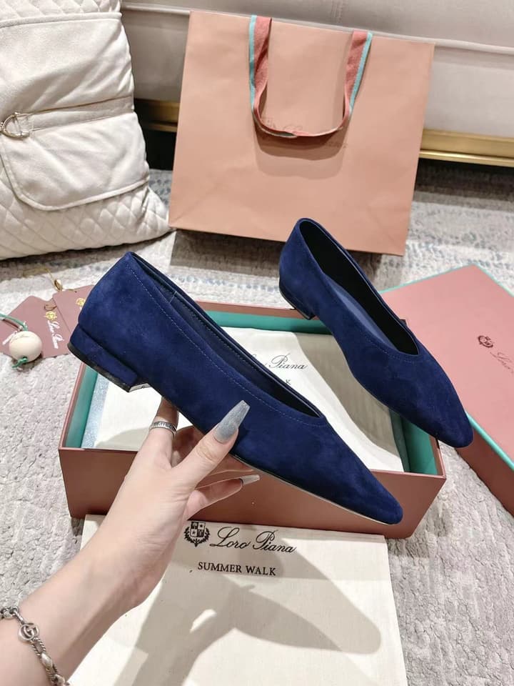 Loro Piana Rebecca Minimalist Ballerina Flats – Spring/Summer Collection in Black Suede