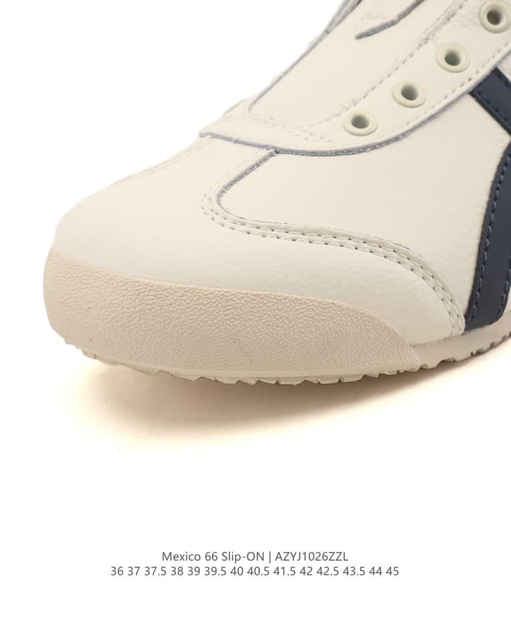 Onitsuka Tiger Mexico 66 Slip-On Canvas Casual Shoes in Cream Canvas With Dark Stripes