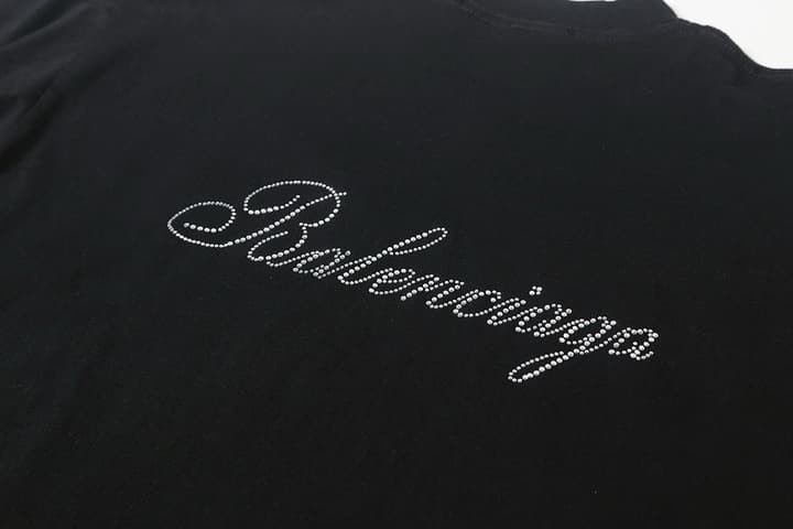 Balenciaga Rhinestone Signature Washed T-Shirt – 26SS in Washed Black
