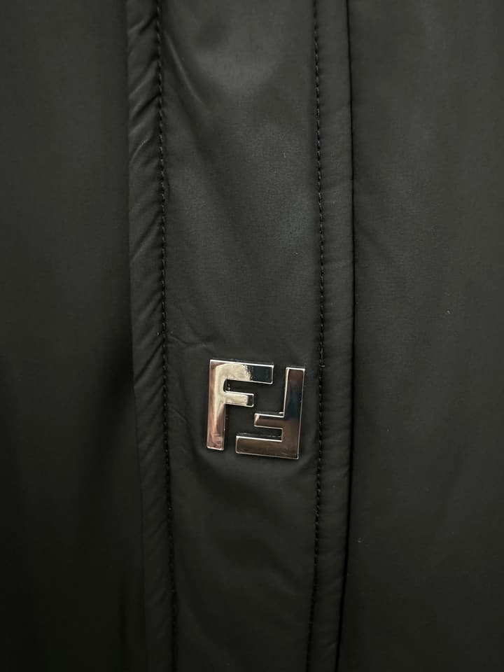 Fendi Black Collar Padded Jacket in Black Padded Jacket