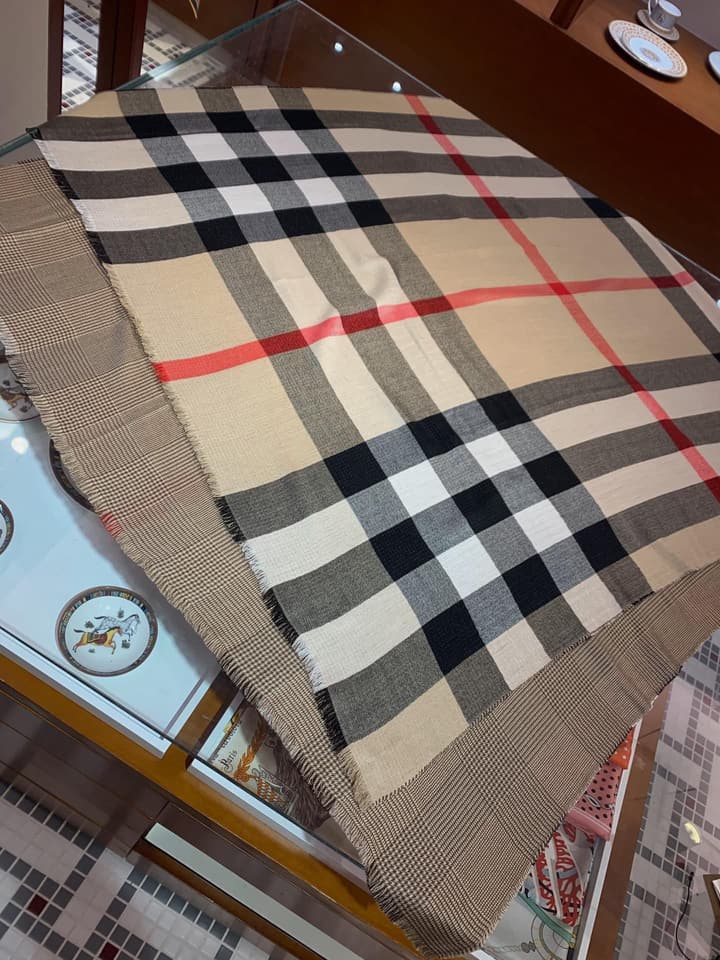 Burberry Reversible Plaid Cashmere Shawl