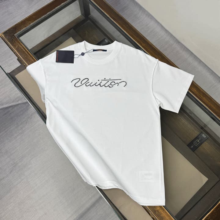 Louis Vuitton Embroidered Logo Oversized T-Shirt – Summer Collection – 26SS in Apricot Colorful LV Lovers
