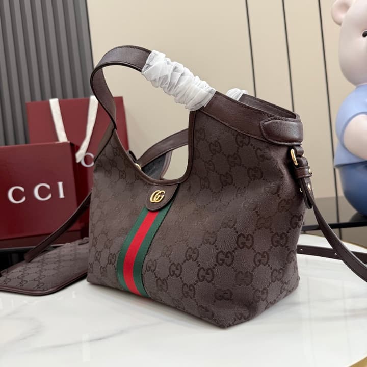 Gucci Giglio GG Canvas Handbag – 2026 Spring/Summer Collection in Dark Brown GG Canvas